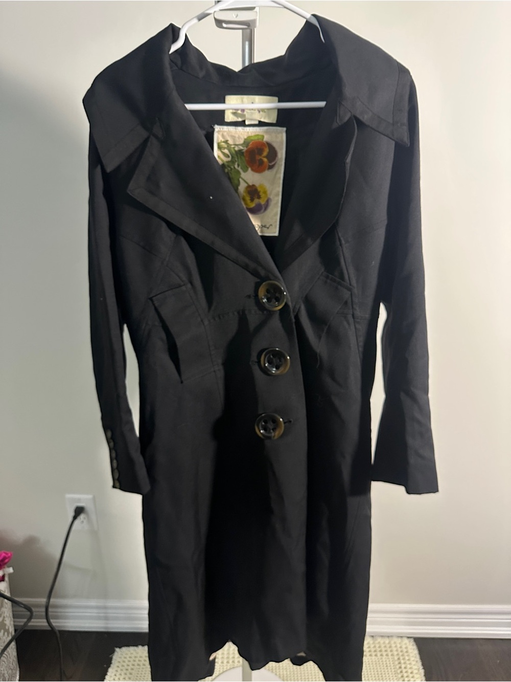 Vintage TRELISE COOPER Black Long Trench Coat